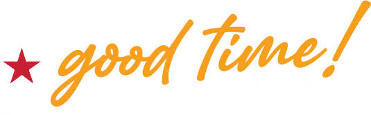 Good Time script logo with red star accent