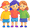 Giving-Back-to-Local-Kids_Icon Illustration of three cartoon children standing together.