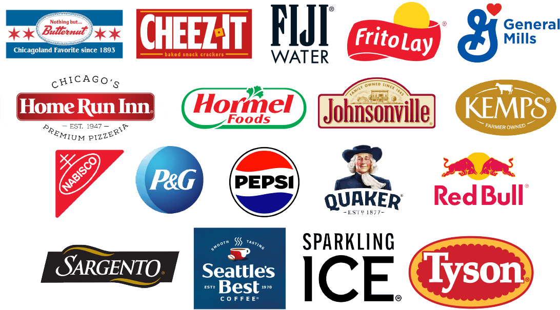 Grid of popular food and beverage brand logos