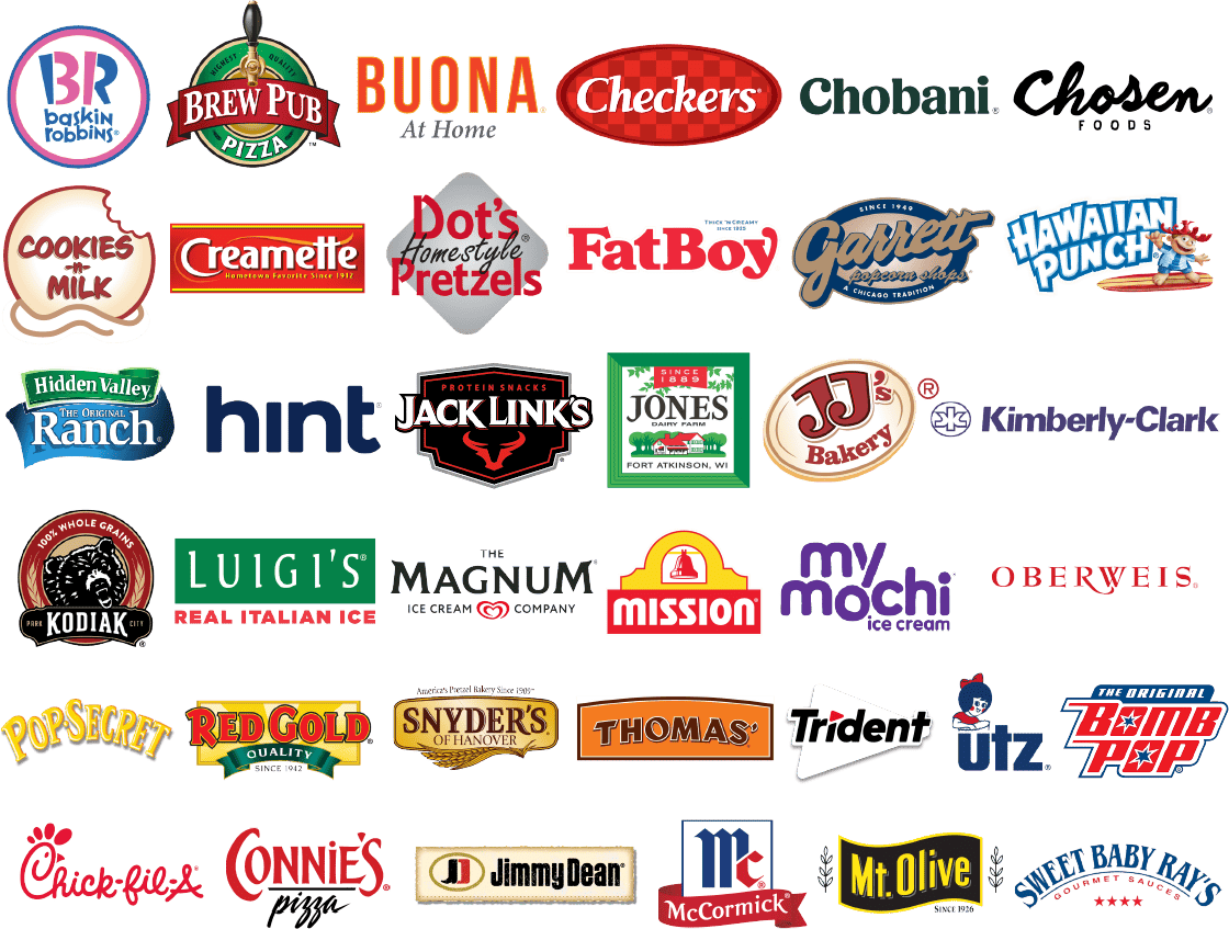 Collection of popular food brand logos display