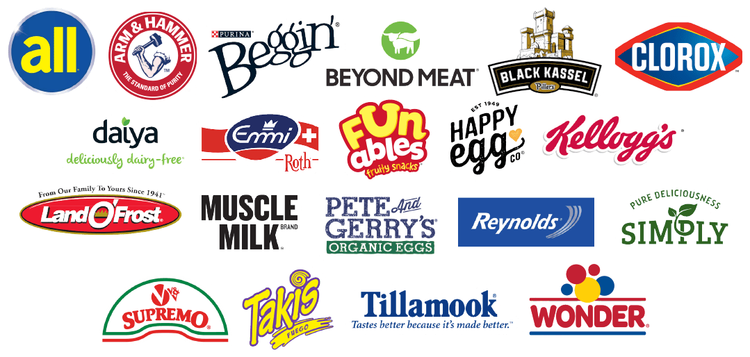 Collection of various food and household brand logos