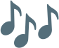 Three gray musical notes icon
