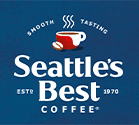 Seattle's Best Coffee logo with steaming cup image.