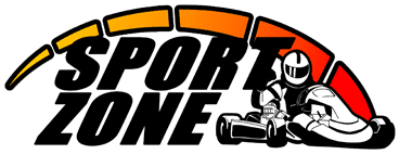 Sport Zone logo with colorful arc and racing kart