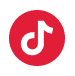 TikTok logo, red circle with white music note.