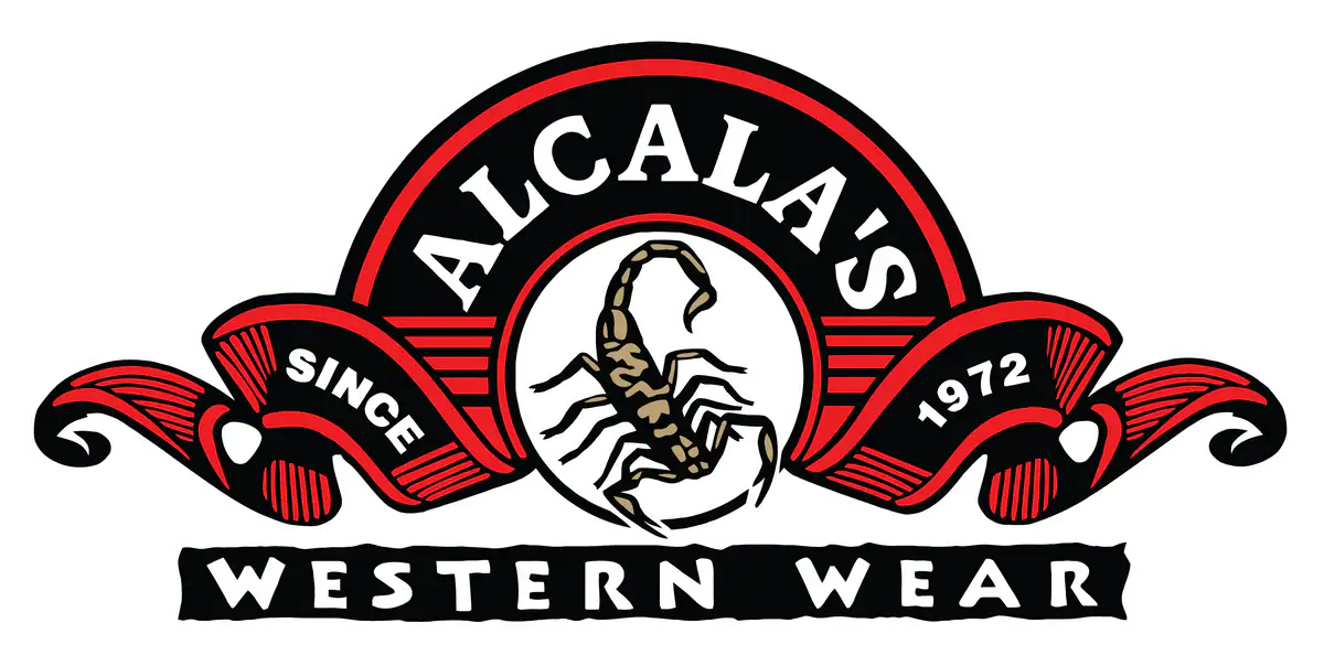 Alcalas Western Wear logo with scorpion design since 1972