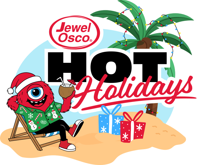 Jewel Osco hot holidays beach theme with gifts.