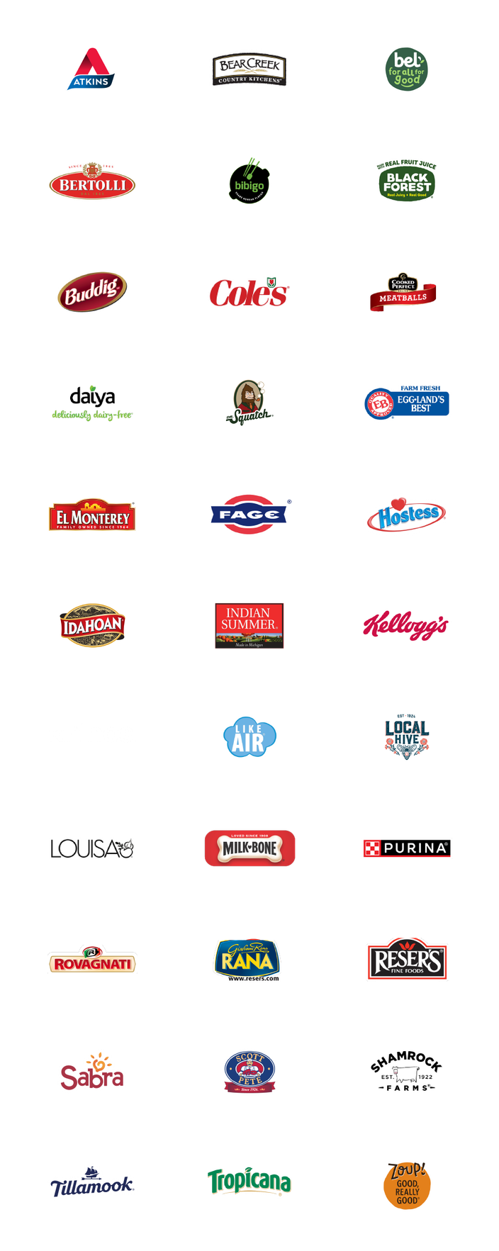 Collection of popular food and beverage brand logos